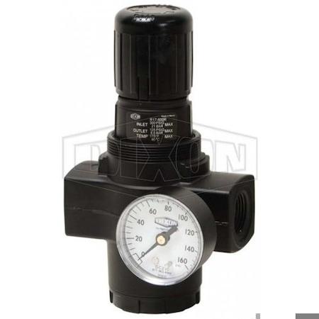 Dixon Norgren by  High Flow Jumbo Relieving Regulator with GC230 Gauge, 3/4 in PTF, 440 SCFM Flow Rate R17-600RG
